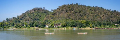 Panorama over the Mekong at Luang Prabang, Luang Prabang province, Laos, Asia