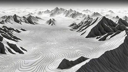 Abstract topographic map contour with complex terrain patterned, AI generated