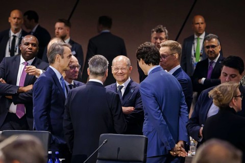 NATO summit meeting in Washington. Olaf Scholz (SPD), Federal Chancellor, pictured in front of the