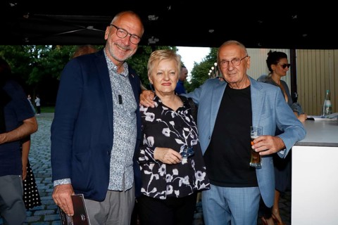 Rüdiger Portius, Renate Künast and Holger Klotzbach arriving for the anniversary premiere of