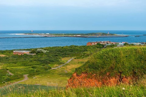 Dune of the high sea island Helgoland, view from the Helgoländer Oberland, dunes south beach with
