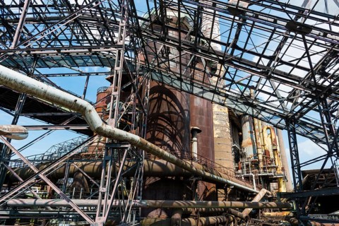 Former steelworks, Völklingen Ironworks, UNESCO World Heritage Site, Völklingen, Saarland, Germany,