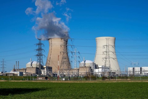 The Doel nuclear power plant on the Scheldt, one of two nuclear power plants in Belgium, consists