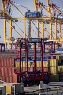 Container terminal in the seaport of Bremerhaven, Eurogate Container Terminal with almost 50