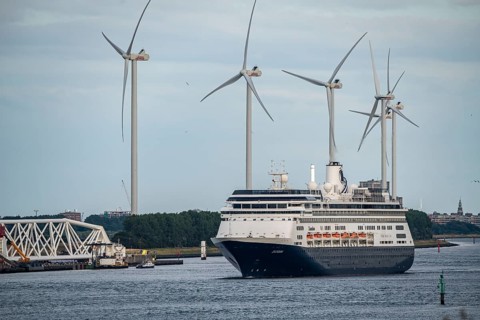 Shipping traffic on the Maas, at Hoek van Holland, cruise ship Zaandam, Holland America Lijn,