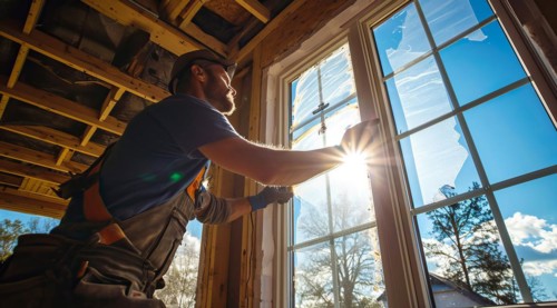 Home renovation and house construction worker does repair and development of residence interiors,