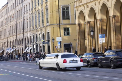 Maximilianstraße Munich on a normal Saturday, luxury cars on the fashionable and exclusive shopping
