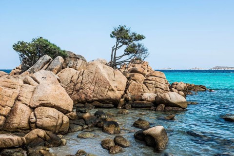 Picturesque beach with granite rocks, Spiaggia Di Capriccioli, Costa Smeralda, Sardinia, Italy,