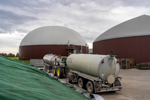 Biogas plant produces gas from various biomass, electricity is generated in combined heat and power