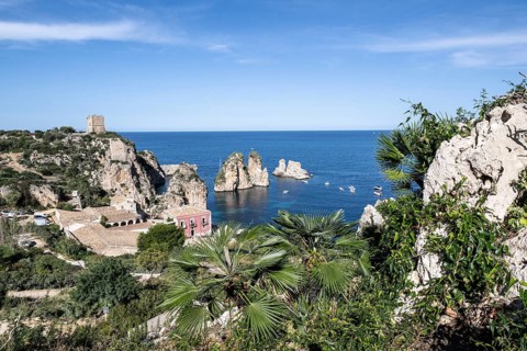 Tonnara di Scopello, historic tuna fishing site in the picturesque rocky bay of Scopello, Sicily,