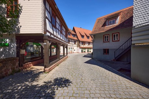 Branch of Hörgeräte Geers in Untere Pfarrgasse in the city centre of Michelstadt, Odenwald,