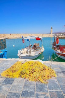 Venetian harbour, Rethymno, Crete, Greek Islands, Greece, Europe