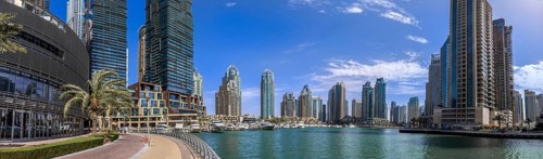 Dubai Marina, A Scenic Waterfront Skyline of Modern Luxury and High-Rise Architecture.