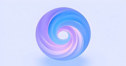 Spiral shape that slowly expands, rotates, and shifts colors in a soft gradient, invoking a