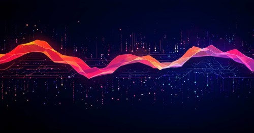 Illustration of abstract stream Artificial intelligence, Big data, AI generated