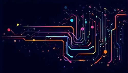 Illustration of abstract stream Artificial intelligence, Big data, AI generated