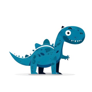Simple cartoon dinosaur with a white background, abstract illustration, AI generated