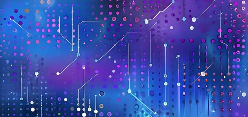 Artificial intelligence, lines, dots and pattern, vibrant blue and purple hues, abstract wallpaper