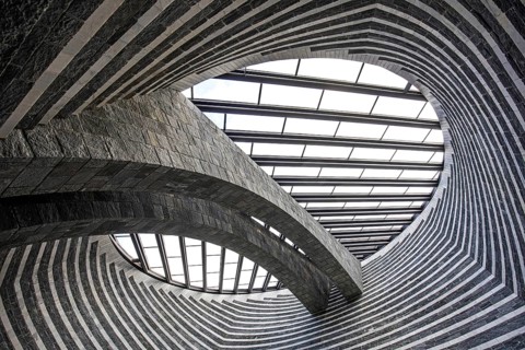 Chiesa di San Giovanni Battista, interior view, architect Mario Botta, Mogno, near Fusio,
