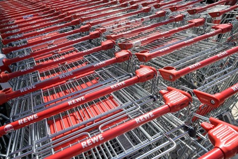 Rewe shopping trolley, Berlin, Germany, Europe