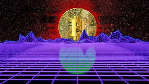 Symbolic image, Bitcoin as a vision of the future, stock market prices, insecure digital currency,