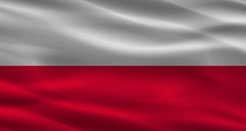 Poland flag background with texture. Close up of the Poland flag waving