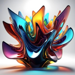 3d rendering of vibrant colored abstract changing glass design in an ornament structure, AI