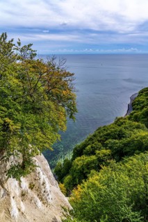 Chalk cliffs of Rügen, Königsstuhl rock formation, in the Jasmund National Park, view of the Baltic