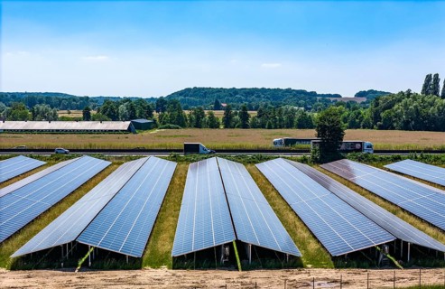 Solar park near Neukirchen-Vluyn, along the A40 motorway, over 10, 000 solar modules spread over 4