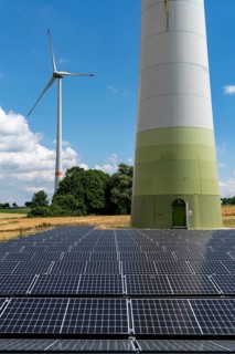 Wind farm near Lichtenau, Ostwestfalen-Lippe, a 100 kW solar power system was installed on the