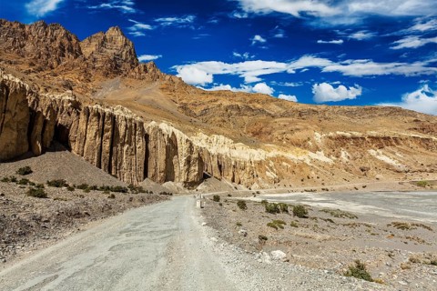 Road in Himalayas in Spiti Valley, Himachal Pradesh, India, Asia