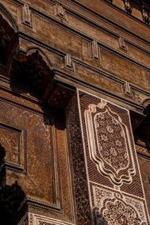 Wooden facade, oriental, ornament, decoration, facade, orient, craft, wood, carpenter, warm tone,