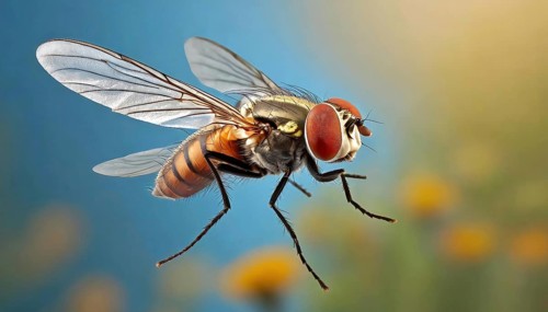 Icon, animal, insect, close-up of a housefly in flight, AI, generated, AI generated