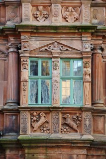 Hotel 'Zum Ritter St. Georg', facade and windows, Heidelberg, Baden-Württemberg, Germany, Europe