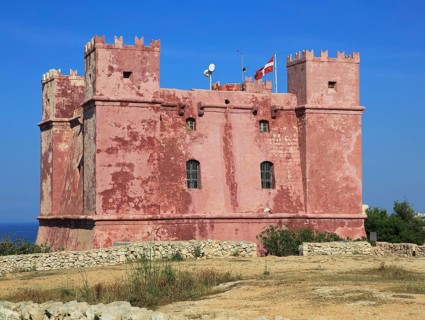 St Agatha's Red Tower fortress, Melliaha, Marfa Peninsula, Republic of Malta built 1649