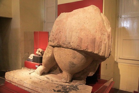 Fat lady goddess stone statue from Tarxien temple, National Museum of Archaeology, Valletta, Malta,