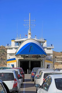 Vehicle ferry line of cars waiting to embark, Gozo Channel Line Ferries, Mgarr ferry terminal,