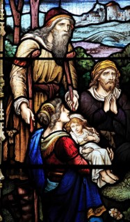 Detail of Jesus Christ the Good Physician, stained glass window, Church of Saint Mary, Mendlesham,