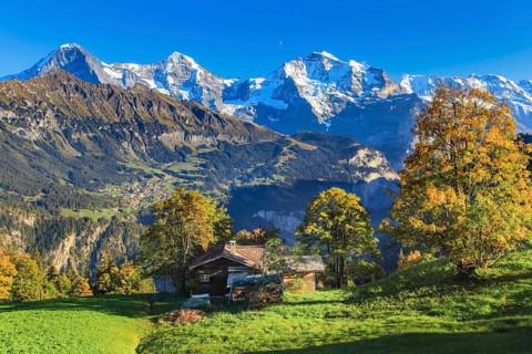 Eiger, 3970 m, Mönch, 4107 m, Jungfrau, 4158 m, Bernese Oberland, Switzerland, Europe
