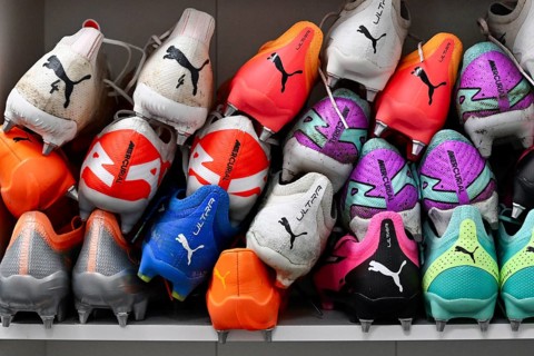 Football coloured football boots