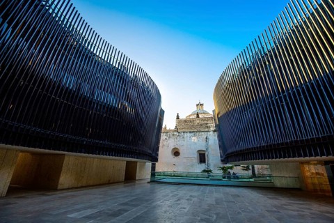 Merida, Mexico – 11 February, 2020: Patio of Strings of the concert hall of Palace of Mexican Music