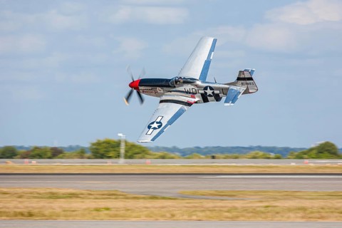P-51 Mustang Glamorous Gal performing in air show at NAS Jacksonville, Florida, USA, North America