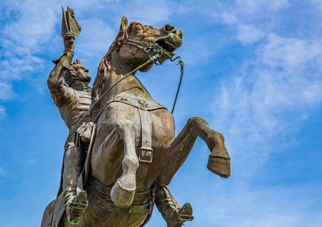 Statue of General Andrew Jackson in front of the St. Louis Cathedral at Jackson Square in the
