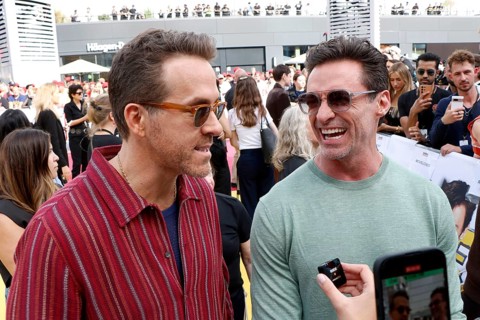 Ryan Reynolds and Hugh Jackmann at the Deadpool Wolverine fan event at Uber Platz in Berlin on 7