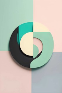 Minimalist rendering of an abstract yin yang symbol portraying work life balance with split
