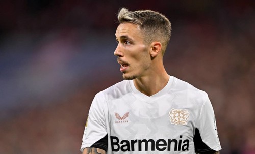 Alejandro Grimaldo Bayer 04 Leverkusen (20) portrait, Allianz Arena, Munich, Bavaria, Germany,