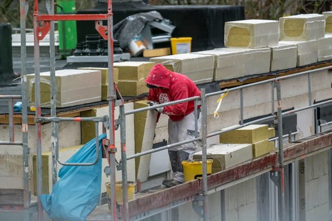 Building site, thermal insulation, external insulation, facade insulation, is attached to the