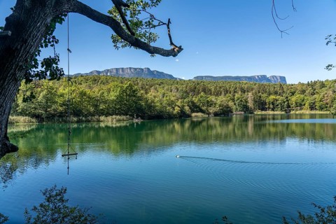 The Montiggler Lakes, on the South Tyrolean Wine Road, biotope and local recreation area, the small
