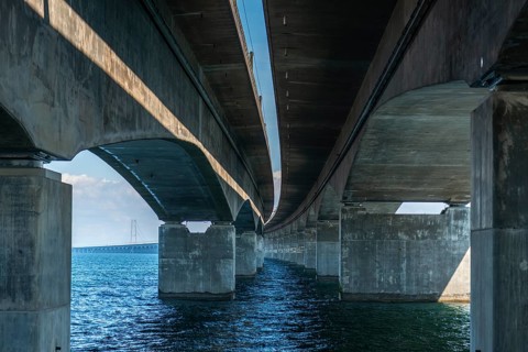 Storebæltsbro Nyborg, Sund Bridge Fyn-Sjælland, Fyn-Sealand, railway and motorway bridge, Great