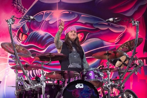 Copenhagen, Denmark - 19.6.2024: Stix Zadinia, drummer of the band Steel Panther at the Copenhell